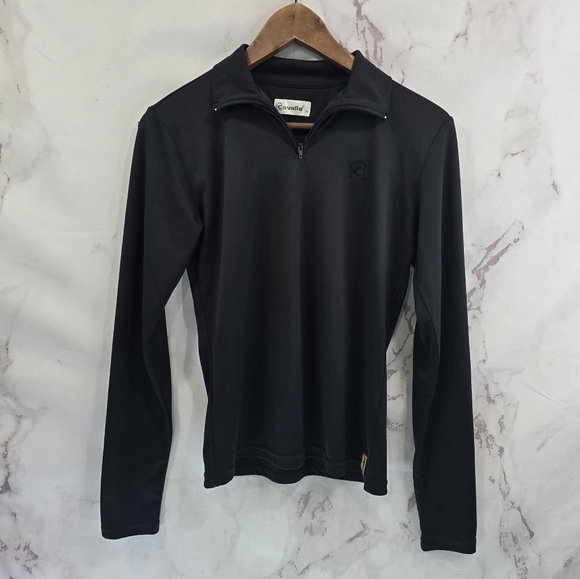 Cavallo Shirt Womens US Small 34 Black Riding Equestrian Half Zip Long Sleeve - Picture 1 of 11